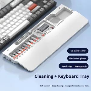 Kit de nettoyage de bureau multifonctionnel 22-en-1 populaire avec repose-poignet pour clavier en cuir et éponge, et ensemble d'outils en plastique durable - Product Image 5