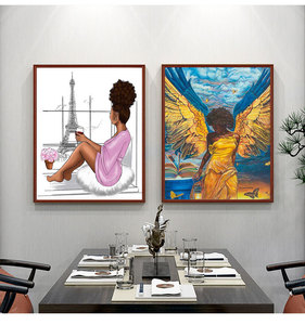 <span class=keywords><strong>Peinture</strong></span> sur toile inspirante <span class=keywords><strong>abstraite</strong></span> de femme africaine noire, vous êtes belle, affiches colorées pour la décoration de la maison - Product Image 4