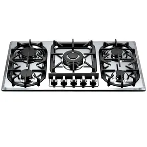 wholesale custom golden supplier gas hob 5 burners stainless steel built-in gas hob gas stove for home use