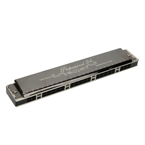 Harmonica professionnelle <span class=keywords><strong>diatonique</strong></span> avec plaque de base en laiton de 1,2 mm, 24 diapasons # 8209 Hole Polyphonic (Clé D noire) - Product Image 1