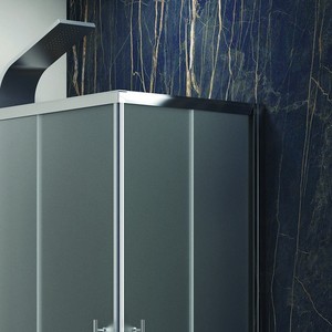 Kamalu KF1000 angolo doccia recinzione 150x90 cm cornice in alluminio impermeabile ABS vetro opaco rettangolo per bagno - Product Image 6