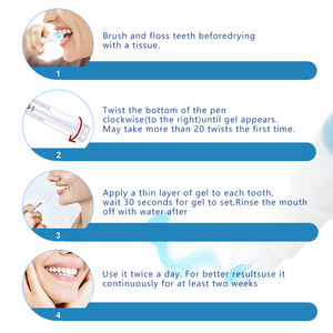 Lot <span class=keywords><strong>de</strong></span> 4 stylos blanchissants avec gel désensibilisant, matériau Pap bleu, certifié CE ISO, marque GT, boîte personnalisable avec logo, pour soins dentaires adultes - Product Image 5