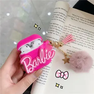 2023 Barbie Bluetooth Earphone Case for Airpods Pro 1 2 3 Anime Cartoon Cute Silicone Protective Soft Cover with Plush Pendant