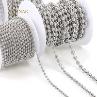 Chaîne à billes en acier inoxydable KAVNAR, 2,4 mm, chaîne à billes plates en rouleau pour la fabrication de colliers, bracelets et bijoux DIY, vente en gros