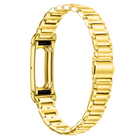 Correa de reloj de acero inoxidable sólido de 3 cuentas para Fitbit Air, marco protector integrado, ajustable, colores sólidos y bicolor