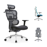 Chaise de bureau ergonomique en maille avec accoudoirs 3D réglables, dossier haut, pivotante, pour poste de travail informatique