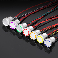 Bouton-poussoir momentané à tête plate, bouton-poussoir biezo, imperméable, anti-vandalisme, éclairage led, 12mm, 1 pièce