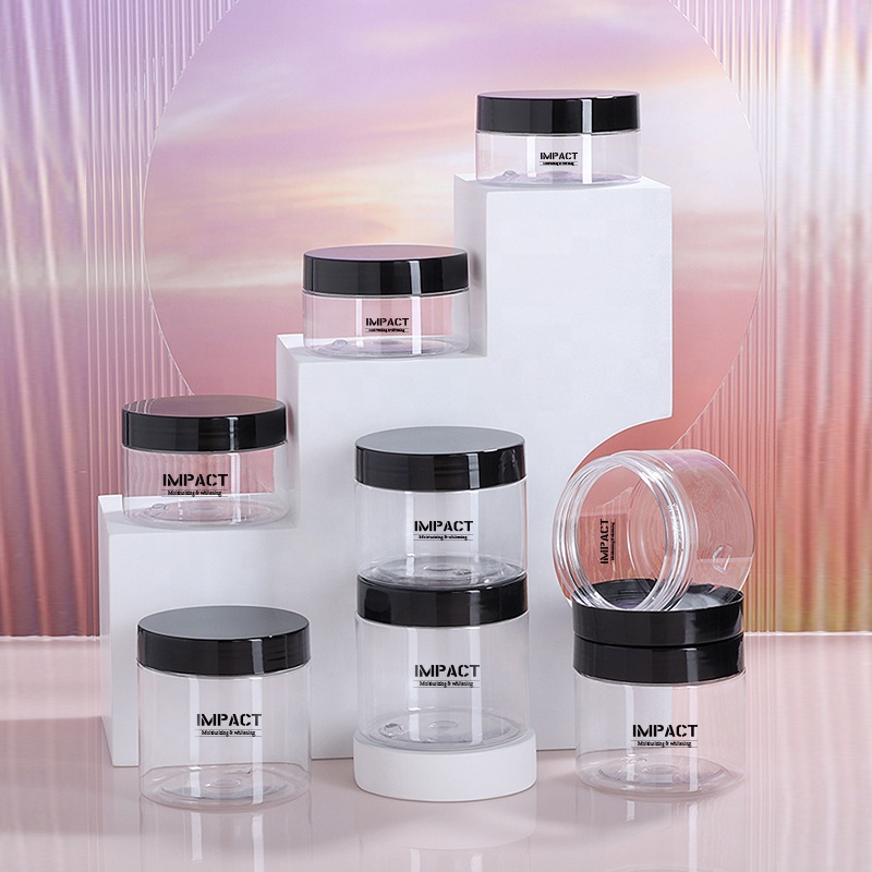 1oz & 2oz Clear PET Plastic Round Cosmetic Jars with Screw On Lids Face Body Cream Containers