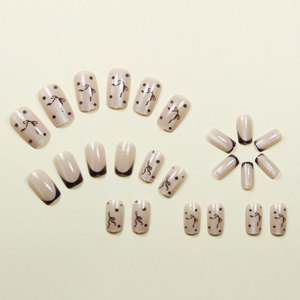 24 Pezzi Unghie Finte Quadrate con Design Occhio di Gatto Argento Glitterato, Stile Francese <span class=keywords><strong>Nero</strong></span> con Fiocco, Nail Art Dolce e Cool per Ragazze Alla Moda - Product Image 5