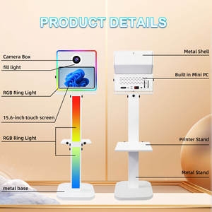 Coque de photomaton DSLR à écran tactile de 15,6 pouces compatible avec <span class=keywords><strong>imprimante</strong></span> et appareil <span class=keywords><strong>photo</strong></span> pour <span class=keywords><strong>location</strong></span> de machine Phorobooth pour fêtes et selfies - Product Image 2