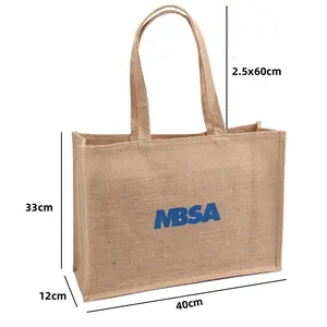 Wholesale Plain Shopper <strong>Bag</strong> <strong>Custom</strong> <strong>Printed</strong> Large Natural Eco Friendly Burlap <strong>Jute</strong> Shopping <strong>Tote</strong> <strong>Bag</strong> With <strong>Custom</strong> <strong>Printed</strong> Logo - Product Image 3