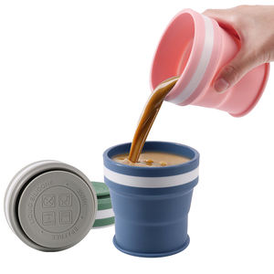 Gobelet à café pliable de 350 ml, anti-fuite, en silicone, mug de camping pliable, sans BPA, bouteille de voyage portable avec couvercles - Product Image 5