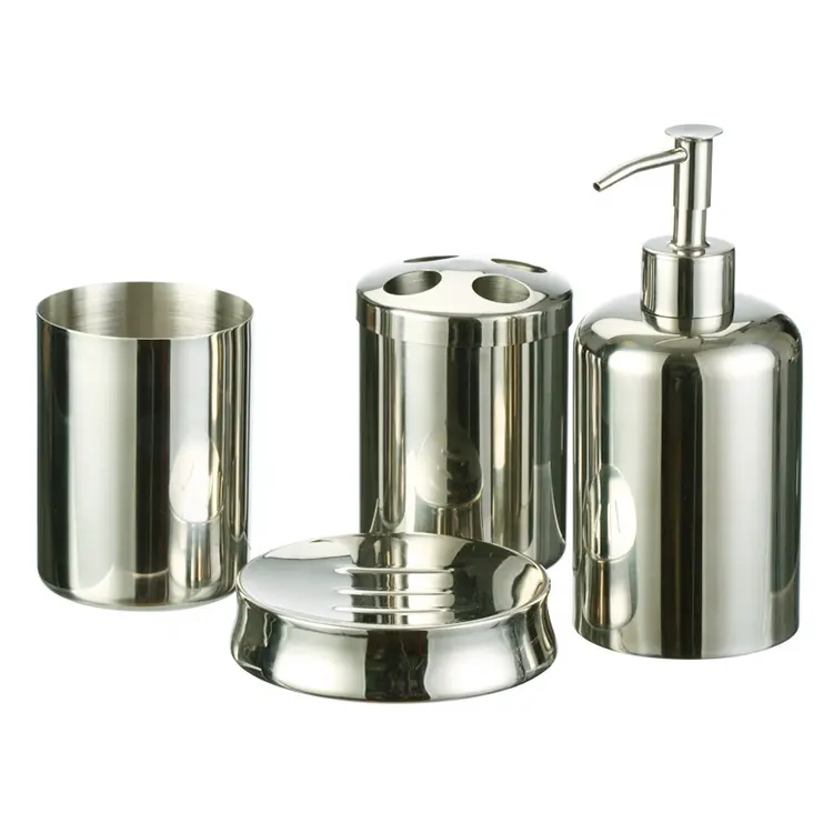 Moozi portaspazzolino in acciaio inox Set Dispenser sapone 4 pezzi rustico fattorie Set accessori da bagno