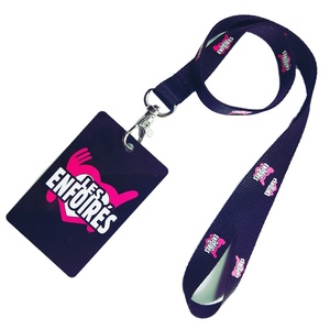 Cordon <span class=keywords><strong>de</strong></span> <span class=keywords><strong>cou</strong></span> tissé <span class=keywords><strong>de</strong></span> sécurité en gros avec <span class=keywords><strong>porte</strong></span>-<span class=keywords><strong>badge</strong></span> en PVC - Product Image 1