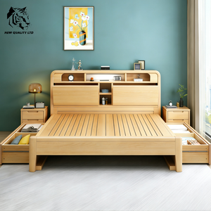 china supply lowest price custom logo large stock ship immediately storage <b>bed</b> new fashion bedroom furniture wood full <b>size</b> <b>bed</b> - Product Image 4