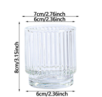 Porte-bougie vintage en verre côtelé 8,29 oz, transparent, ambre, gris, pour bougies chauffe-plat, pour la décoration de la maison, des mariages et des tables de Noël
