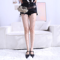 Collants résille Y2K Euro-Américains style Subculture Sassy Girl, motif étoile dorée, pour la danse en boîte de nuit, sexy, ajourés, en nylon