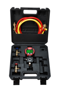 Kit de manomètres pour réfrigérant CVC RVG-10B avec diagnostic de pression et flexibles, kit de service et de charge pour climatisation en coffret - Product Image 4