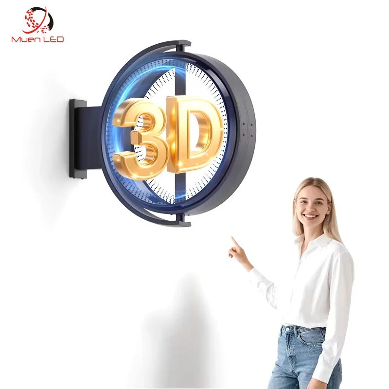 Двусторонняя светодиодная вывеска, 3D голограмма, вентилятор, световой короб для внутреннего применения, для витрин, выставочных залов, наружного использования, поставка OEM