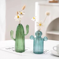 Botol aromaterapi Desktop bunga ikan kecil vas meja kaca hidroponik kaktus Dil hijau kreatif Modern