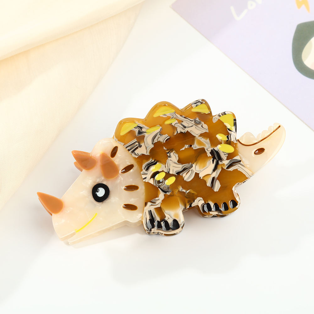 Factory Customizes Acrylic Dinosaur Hairpin with Shark-Shaped Claws Cute Cartoon Design Fashionable for Kids Carton Packaging