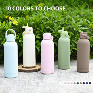 Bouteille de peinture en caoutchouc de 500 ml, en acier inoxydable recyclé 18/8, avec logo personnalisé, sans BPA, étanche, avec couvercle à paille verrouillable - Product Image 4