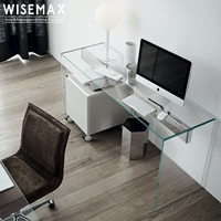 WISEMAX FURNITURE Table longue en verre clair de style nordique simple, durable et écologique, pour chambre à coucher, coiffeuse, lecture, étude, maison