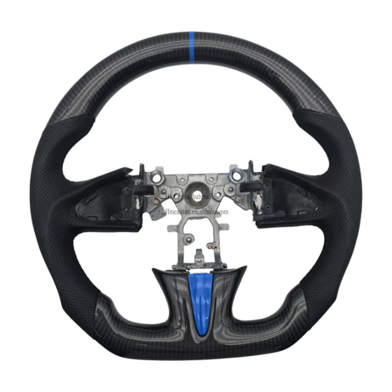 คาร์บอนไฟเบอร์ + หนังแบบมีรูพรุน + ลาย Bleu + เย็บสีดำ