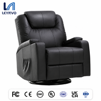Canapé inclinable noir LEYNVO avec porte-gobelets, pour cinéma maison, motorisé et électrique