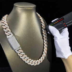 Luxury Moissanite Cuban Link <b>Chain</b> Necklace 925 Silver 18K Gold Plated <b>Iced</b> <b>Out</b> Hip Hop Jewelry for Men Women - Product Image 3