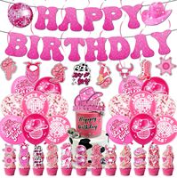 Artículos de Fiesta de Cumpleaños con Temática de Vaquera Rosa, Decoración de Mesa, Pancarta, Globos, Fondo, Decoración para Baby Shower y Fiesta de Cumpleaños para Niñas