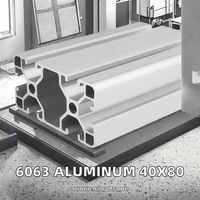 Profil Ekstrusi Aluminium 6063 40x80mm T5 Temper T Slot Rangka Industri dengan Layanan Pengelasan & Pemotongan
