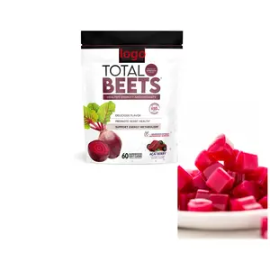 OEM private label Organic Beet Root Heart Chews Red Beet root Chew Soft Candy for Herbal Energy Boost Immune Support