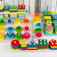 Juguetes de Madera Montessori para Niños y Niñas de 1 a 3 Años, Reconocimiento de Colores y Apilador de Formas, Juguete Educativo de Madera
