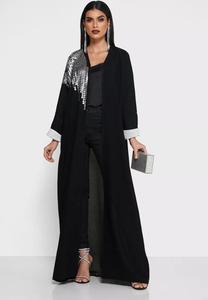 Nouveau modèle d'abaya de Dubaï abaya de luxe ouverte sur le devant avec sequins noirs pour femmes musulmanes - Product Image 6