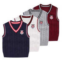 Maßgeschneiderter Pullover Schuluniform Strickweste Kinder V-Ausschnitt Zopfmuster Ärmellose Strickweste Preppy College Strick-Tanktop