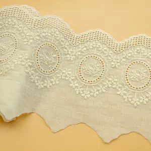 Tessuto di pizzo da sposa in pizzo decorativo con ricamo in cotone svizzero di alta qualità dal design personalizzato