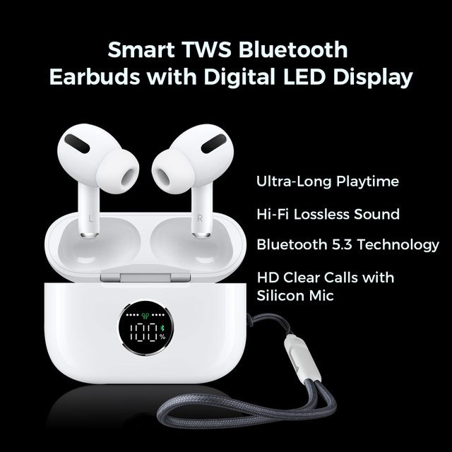 New White Noise Cancelling ANC TWS Wireless Digital Led Display 5.3 Earbuds Earphones Wireless Gaming Sports Earbuds