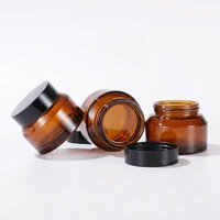 Pot en verre ambré de 30g pour cosmétiques, pot en verre rond vide pour crème hydratante de nuit avec bouchon en plastique ABS, contenants en vrac pour crème de 30g et 50g
