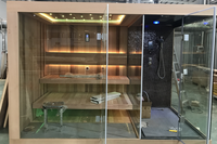 Pemanas Sauna rumah 6 orang Finlandesse Shower Douche kabin ruang uap bakar kayu dengan bahan Cedar merah dengan harga