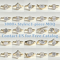 Bague en or massif 10K 14K unique, plate, de 3 mm de large, avec diamant solitaire de laboratoire taille radiant et halo caché, pour homme