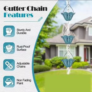 Cadena de Lluvia Decorativa de Hierro Forjado en Forma de Tulipán, Tratamiento Antioxidante, Venta Caliente - Product Image 5