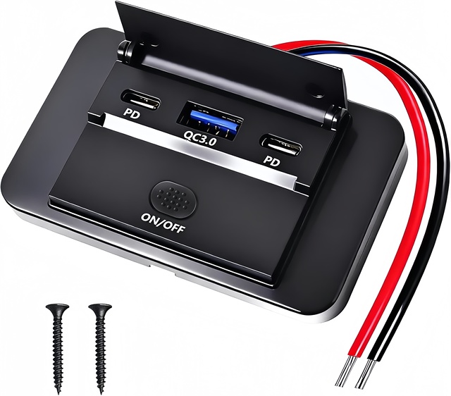 12V RV USB Wall Charger, Dual PD3.0/QC3.0 Fast Charge Outlet for Car, Boat, Bus, ATV