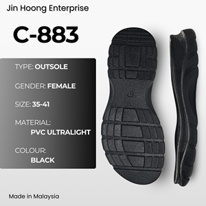 Jin Hoong <b>Women's</b> [C-883] Black PVC Slippers Lightweight Ultralight 38mm Thickness Outsole Durable Anti-Slip <b>Water</b> Resistant - Product Image 1