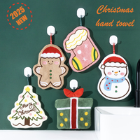 Serviette de cuisine en polaire corail de Noël, assortiment multi-figurines en peluche moelleuse, pour la cuisine, la salle de bain et la maison