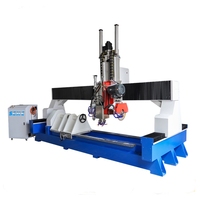 3d Colonne Pilier Rotatif Gravure Coupe double tête pierre 4 axes cnc router avec scie