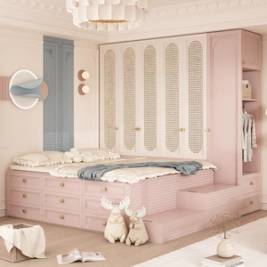 <span class=keywords><strong>Armoire</strong></span> de chambre à coucher en <span class=keywords><strong>bois</strong></span> <span class=keywords><strong>rose</strong></span> et blanc de luxe sur mesure, <span class=keywords><strong>armoire</strong></span> double et placard de rangement, armoires d'organisation - Product Image 6
