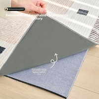 Tapis imprimé vintage français pour salon, rétro, amovible, lavable en machine, motif géométrique de luxe léger, haut de gamme, pour chambre complète
