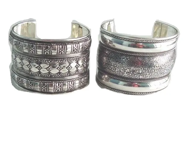 Antique Silver Plated Brass Bangle Bracelet Indian Antique Style Jewelry for Women and Girls