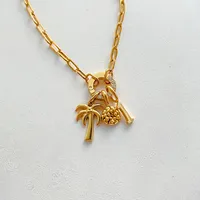 Collier à chaîne en acier inoxydable avec pendentif interchangeable DIY motif plante tropicale EManco Fashion pour femme, livraison directe